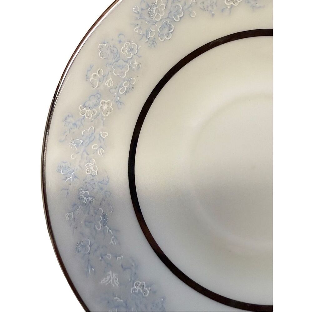 OXFORD Lenox China Twilight Dell White Silver Blue White Floral 8" SALAD PLATE s - Picture 8 of 11